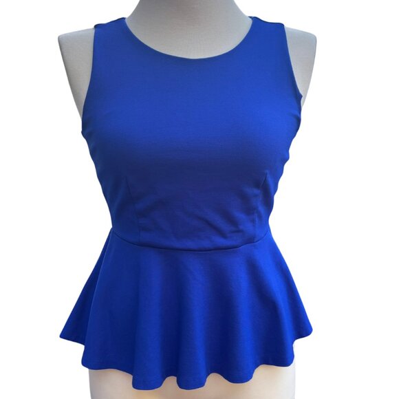 Philosophy Tops - Philosophy Royal Blue Peplum Sleeveless Top Petite Small PS Career Party Stretch